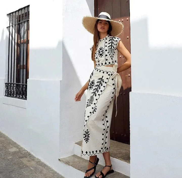 Women's Top and Skirt Set | Embroidery Detail Included