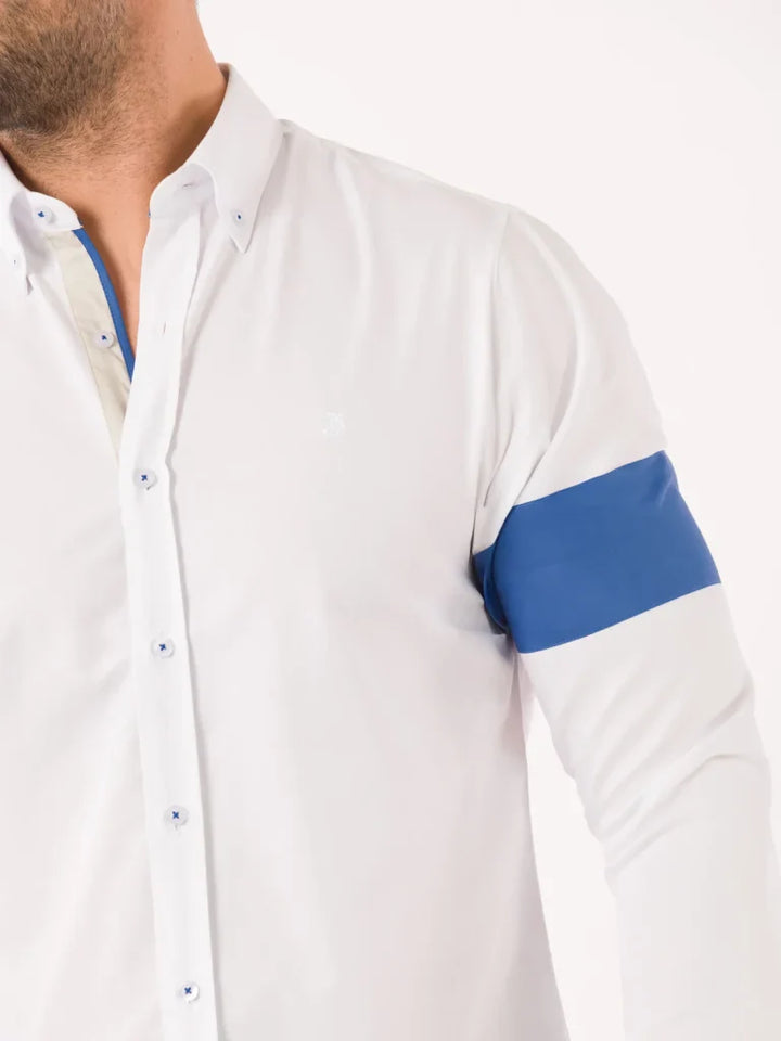 Men’s Long-Sleeve Shirt with Contrasting Sleeve Band