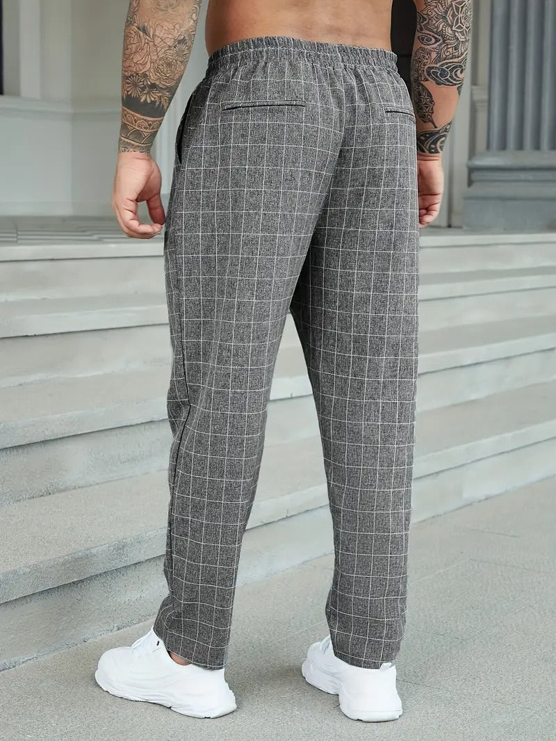 Men's Plaid Pants With Drawstring Waist