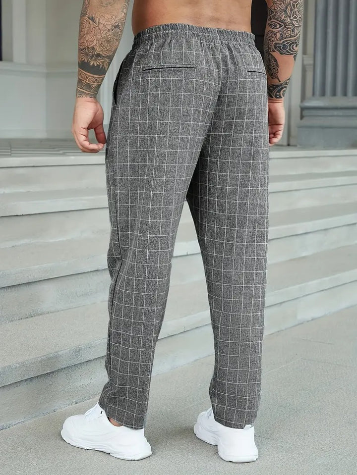 Men's Plaid Pants With Drawstring Waist