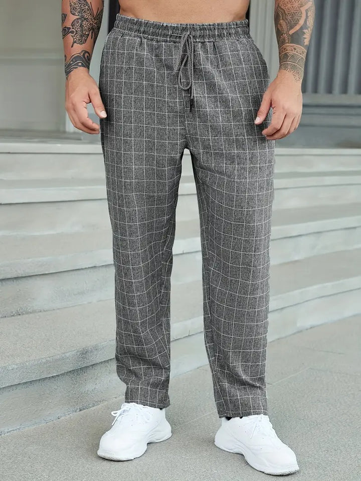 Men's Plaid Pants With Drawstring Waist