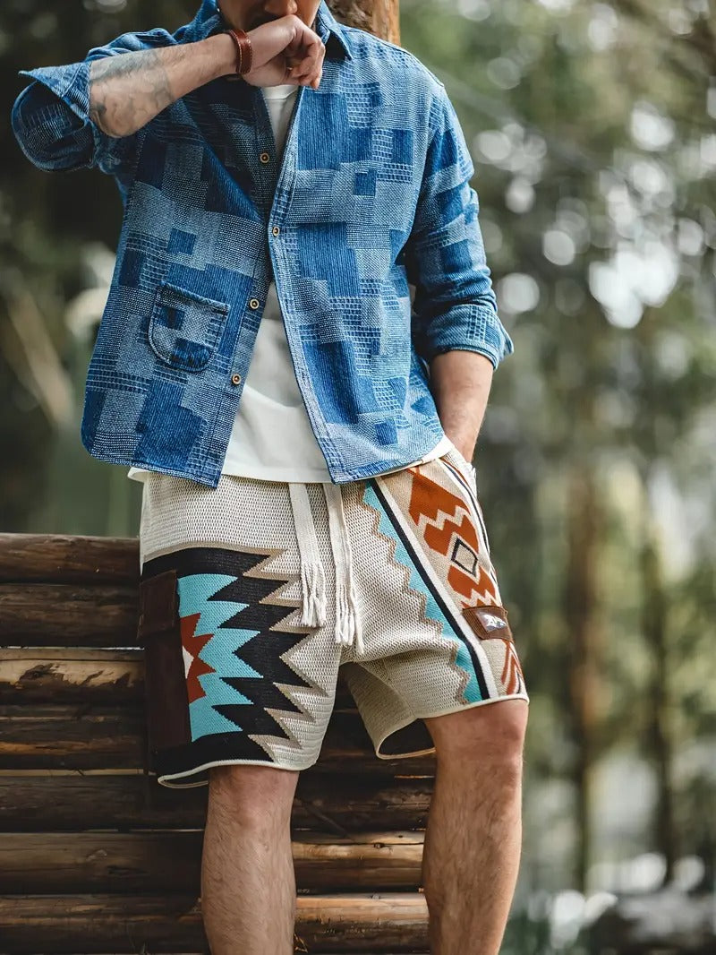 Men's Knit-Look Patterned Shorts