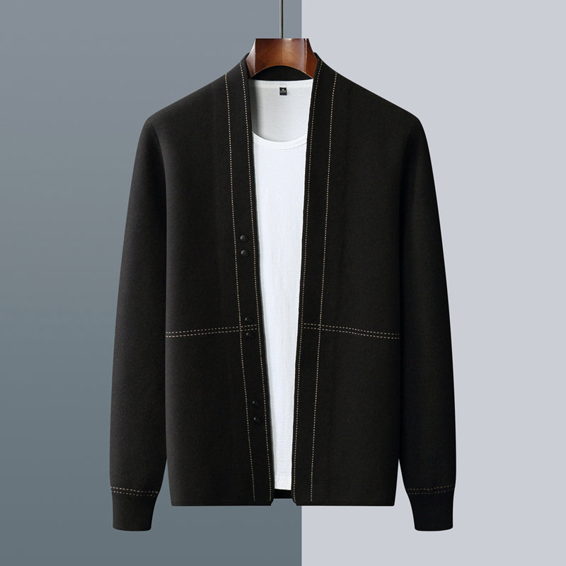Men’s Open-Front Cardigan with Button Closure