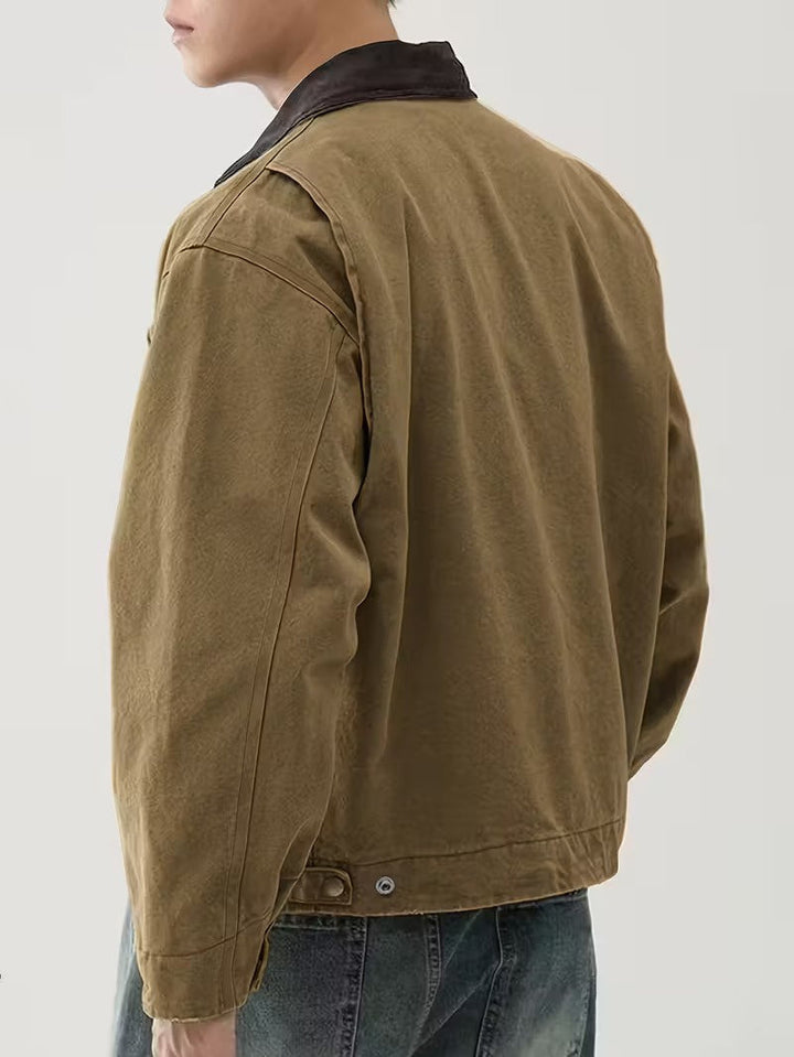 Men’s Zip-Front Jacket with Contrasting Collar