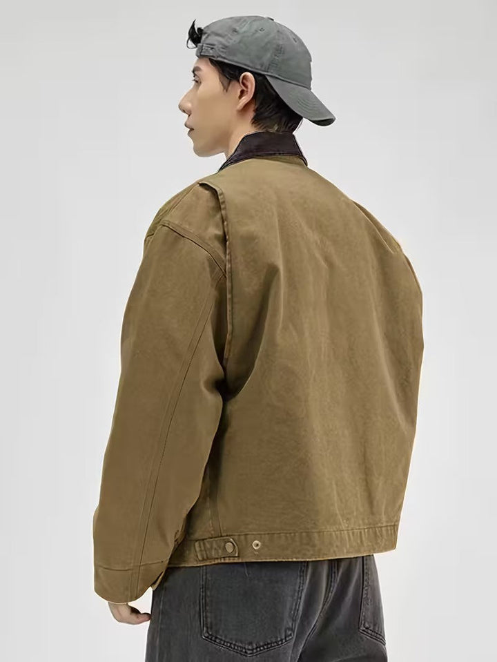 Men’s Zip-Front Jacket with Contrasting Collar