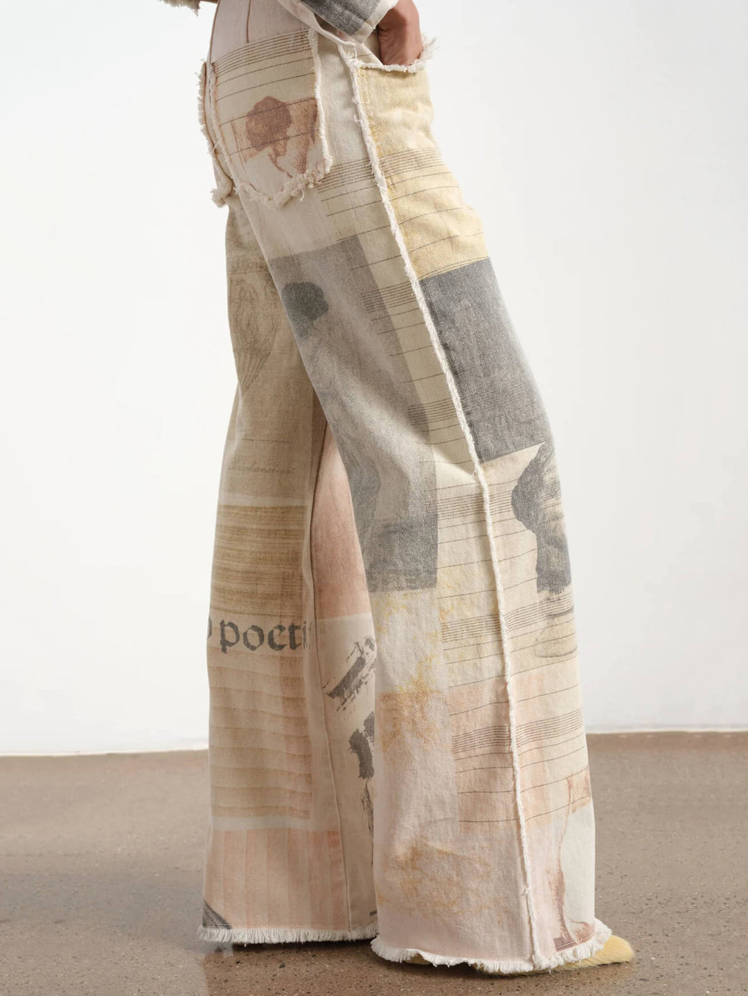 Women's Wide Leg Denim Pants with Patchwork Style