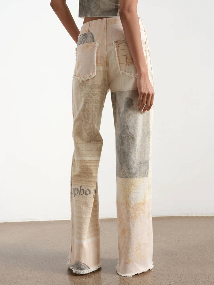 Women's Wide Leg Denim Pants with Patchwork Style